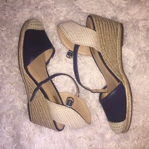 navy / tan Lucky Brand Wedges